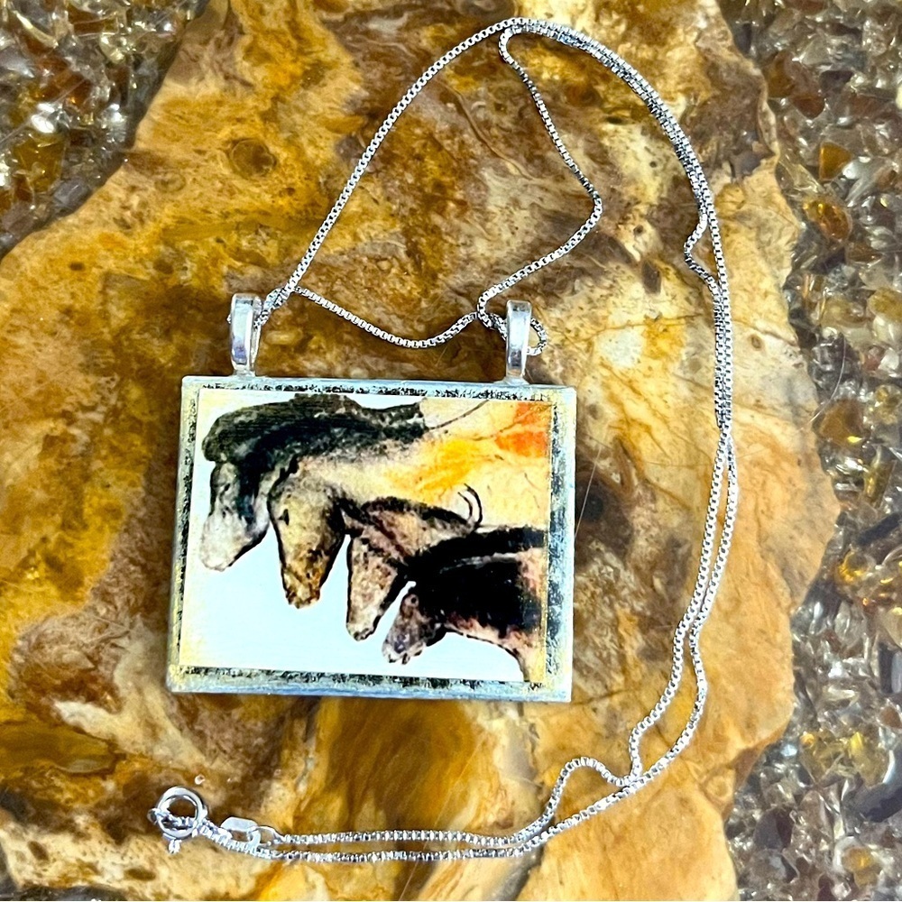 🐎 Western Horses Sterling Silver Necklace Pendant Made in Italy